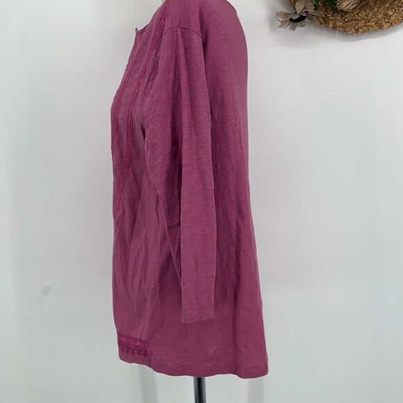 Soft Surroundings Coconut Dreams Mellow Mauve Embroidered Tunic Top M - Picture 3 of 13